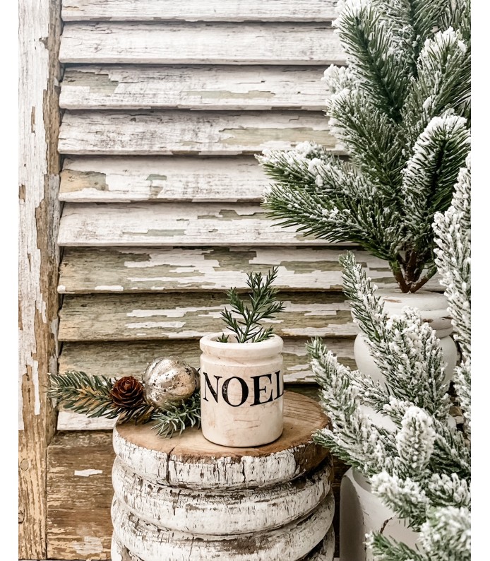 Antique Ironstone Crock w/ NOEL transfer - Holiday